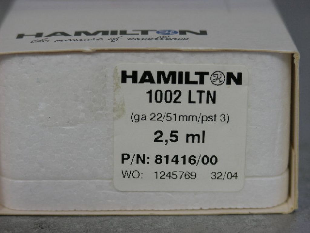 Hamilton Syringe 1002 LTN P/N 81416/00