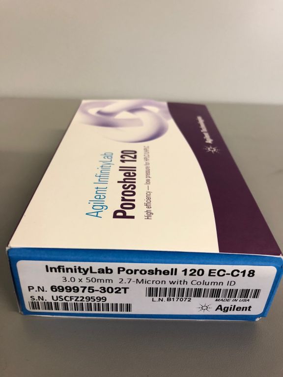 Agilent 699975-302T InfinityLab Poroshell 120 EC-C18, 3 x 50 mm, 2.7 μm, solvent saver LC column, with column ID  NEW