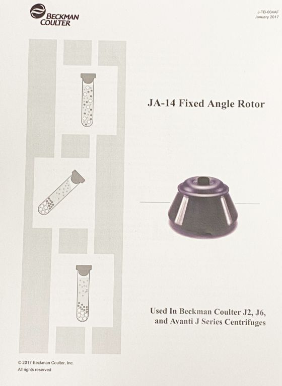 Beckman Coulter JA-14 Rotor 6x250ml  14.000rpm with Lid