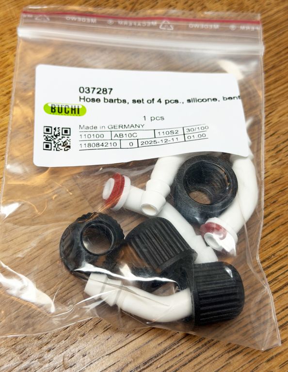 Büchi Schlaucholiven, gebogen,  GL14, silicone seal  037287