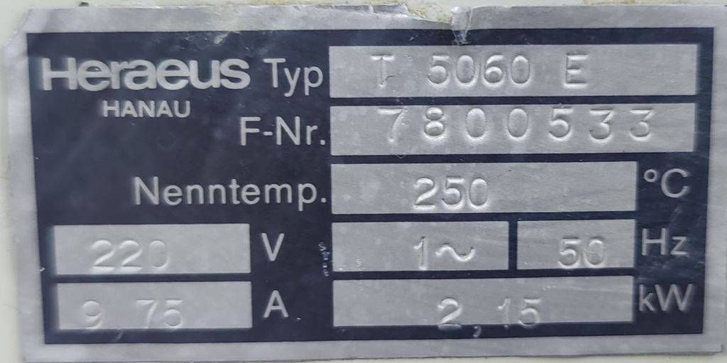 Heraeus T 5060 E, 250°C