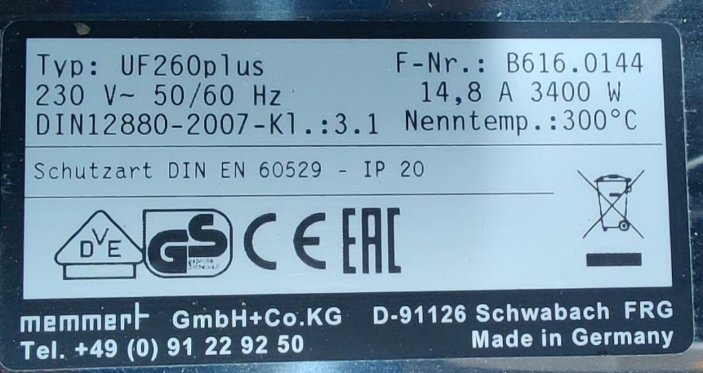 Memmert UF 260 Plus bis +300 °C