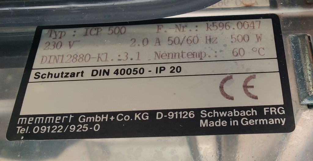 Memmert ICP 500 Kühlbrutschrank, 0°C bis 60°C, 108 Liter