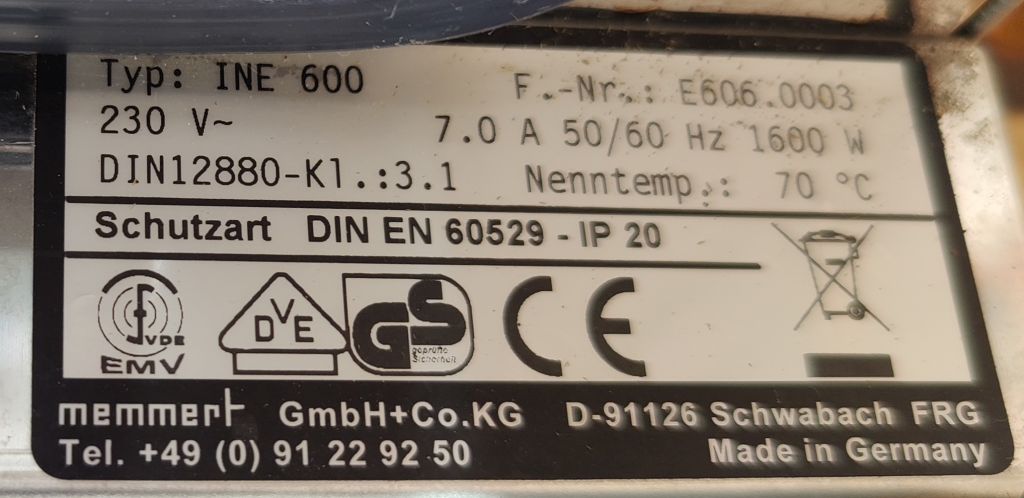 Memmert INE 600 Incubator Brutschrank, 256L, 30...70°C