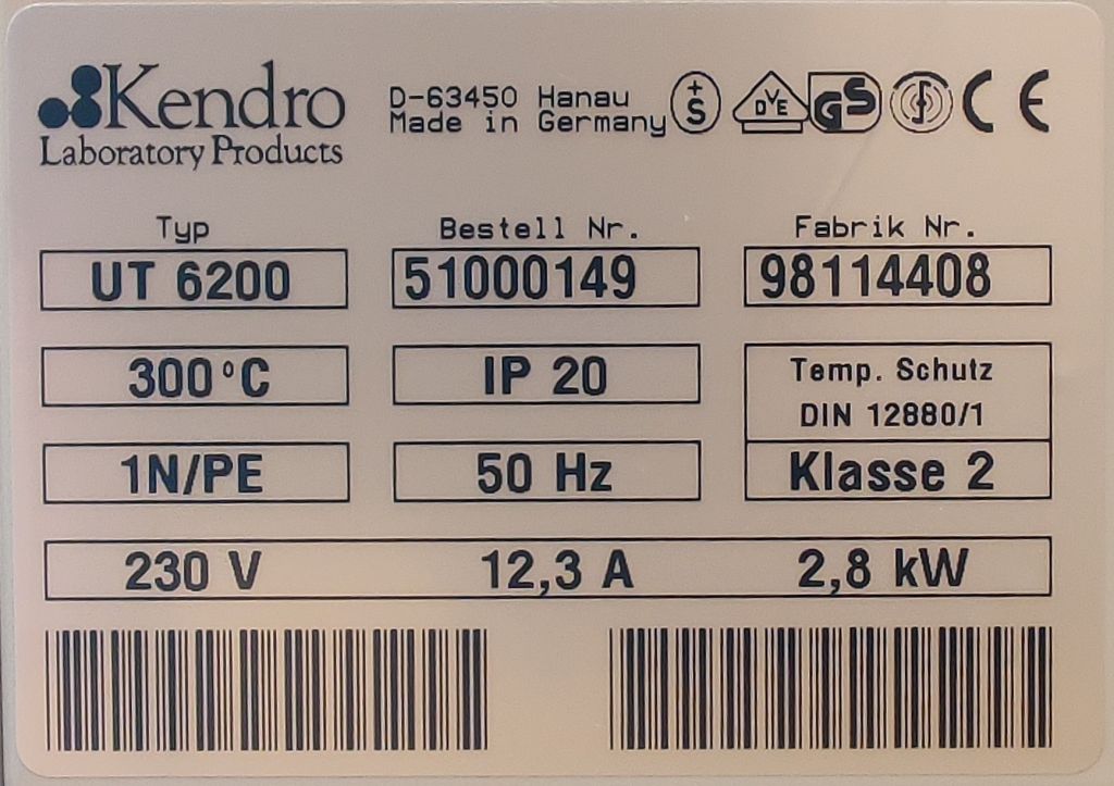 Heraeus Kendro UT6200 Trockenschrank mit ThermiconP Steuerung, 300°C