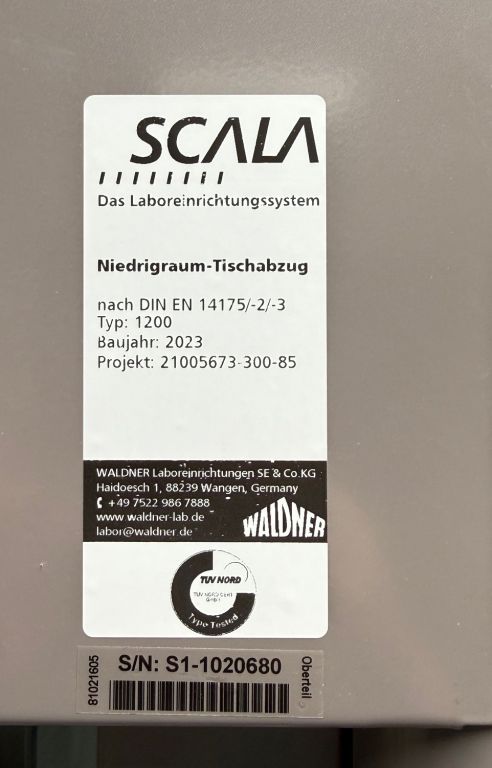 Waldner Scala Niedrigraum Tischabzug mit FWF90 und Säure/Laugenschrank aus 2023