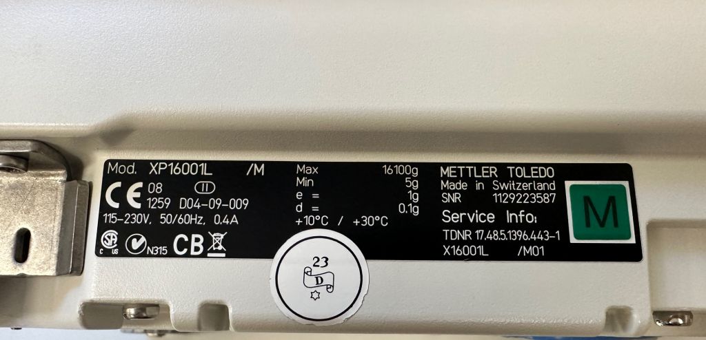 Mettler XP16001L / M Präzisionswaage in geeichter Ausführung, max 16100g, Auflösung: 0,1g