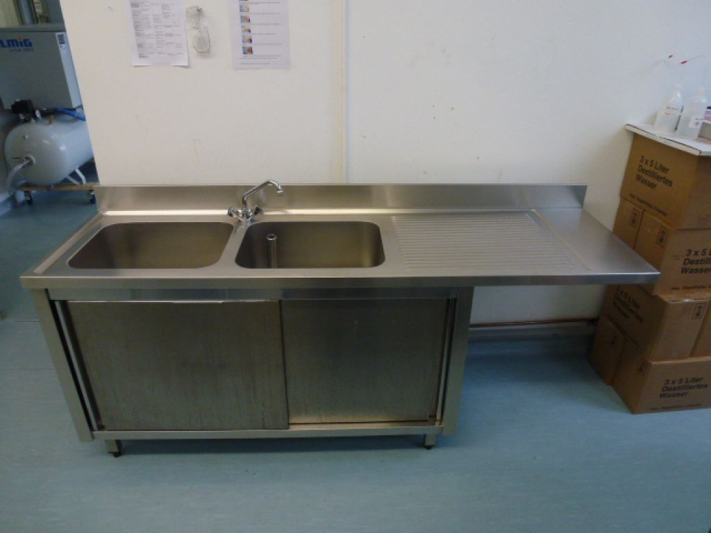 Stainless Steel Sink Cupboard with 2 Sinks