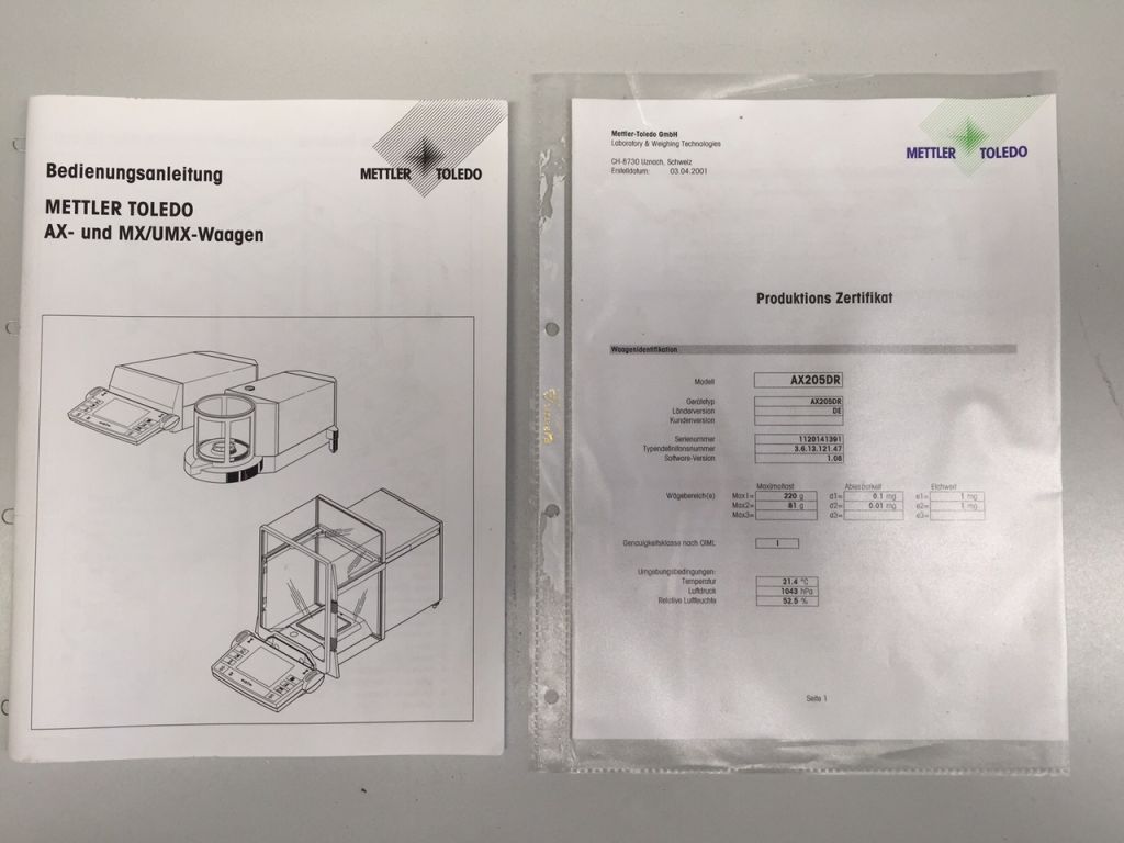 Mettler AX205DR Analysenwaage 200g -- 0,01mg / auch geeicht lieferbar