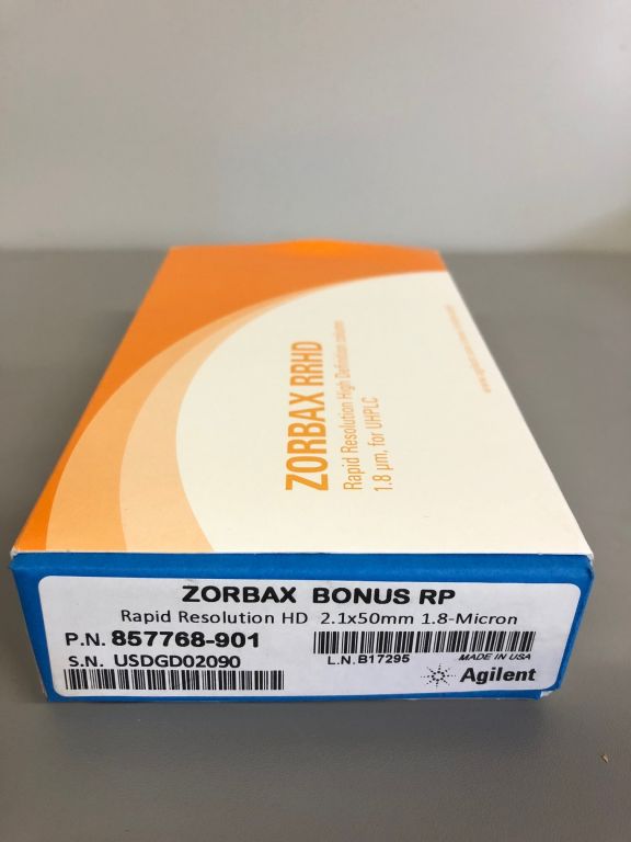 Agilent 857768-901 ZORBAX RRHD Bonus RP 80Å Amide, 2.1 x 50 mm, 1.8 µm, 1200 bar pressure limit NEW