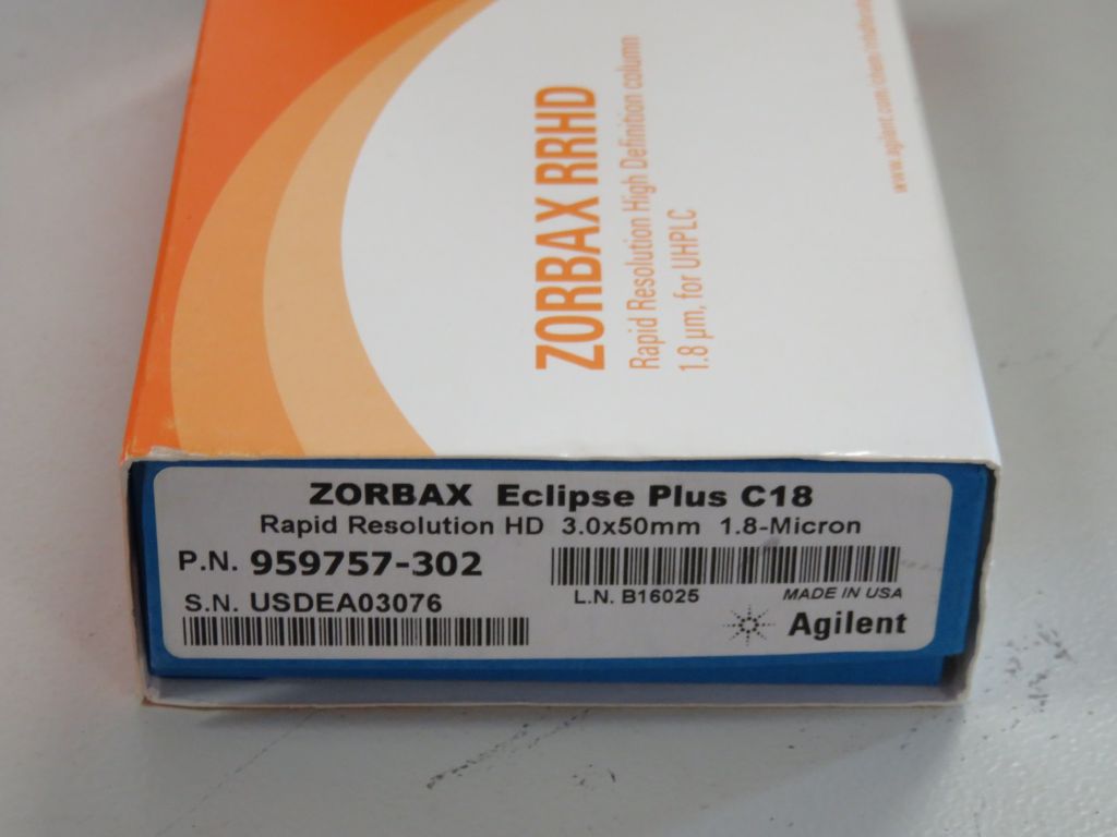 Agilent ZORBAX RRHD Eclipse Plus 95Å C18, 3 x 50 mm, 1.8 µm, 1200 bar  UHPLC