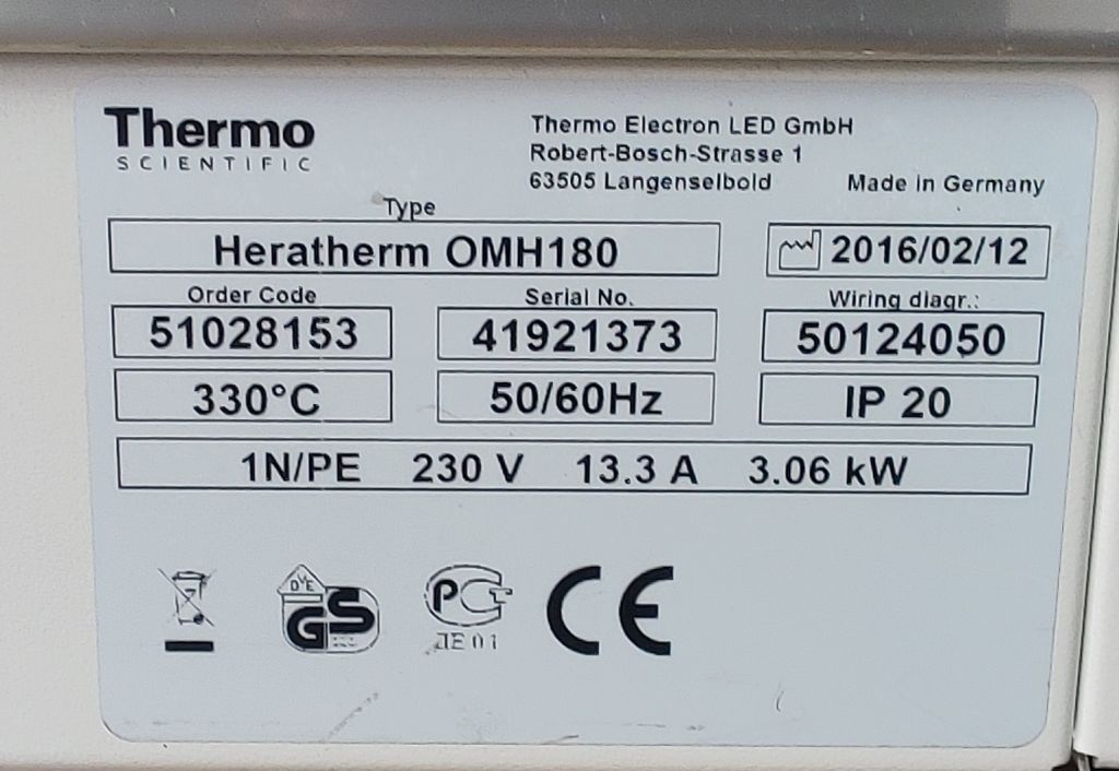 Thermo Scientific Heratherm® Trockenschrank OMH180 180 Ltr. mit Umluft