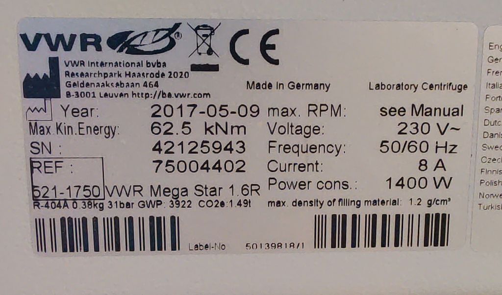 VWR Mega Star 1.6R Tischzentrifuge