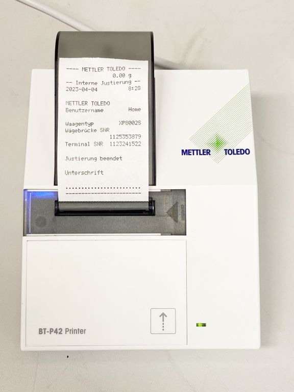 Mettler XP8002S Precision Balance, max 8000g, d=0,01g, with RS232 and Bluetooth Option and BT-P42 Printer