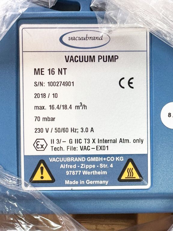 Vacuubrand ME 16 NT Membranpumpe, 16.4 m3/h, 70mbar, NEU & originalverpackt